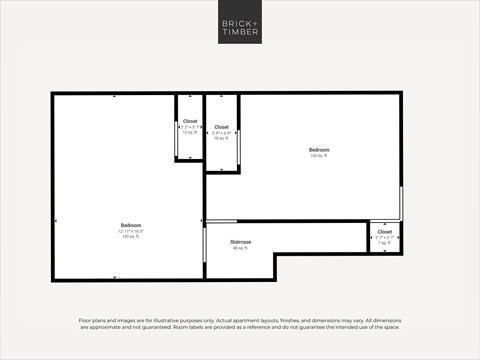 Floor plan for 3 beds, 1 bath, 900 sqft